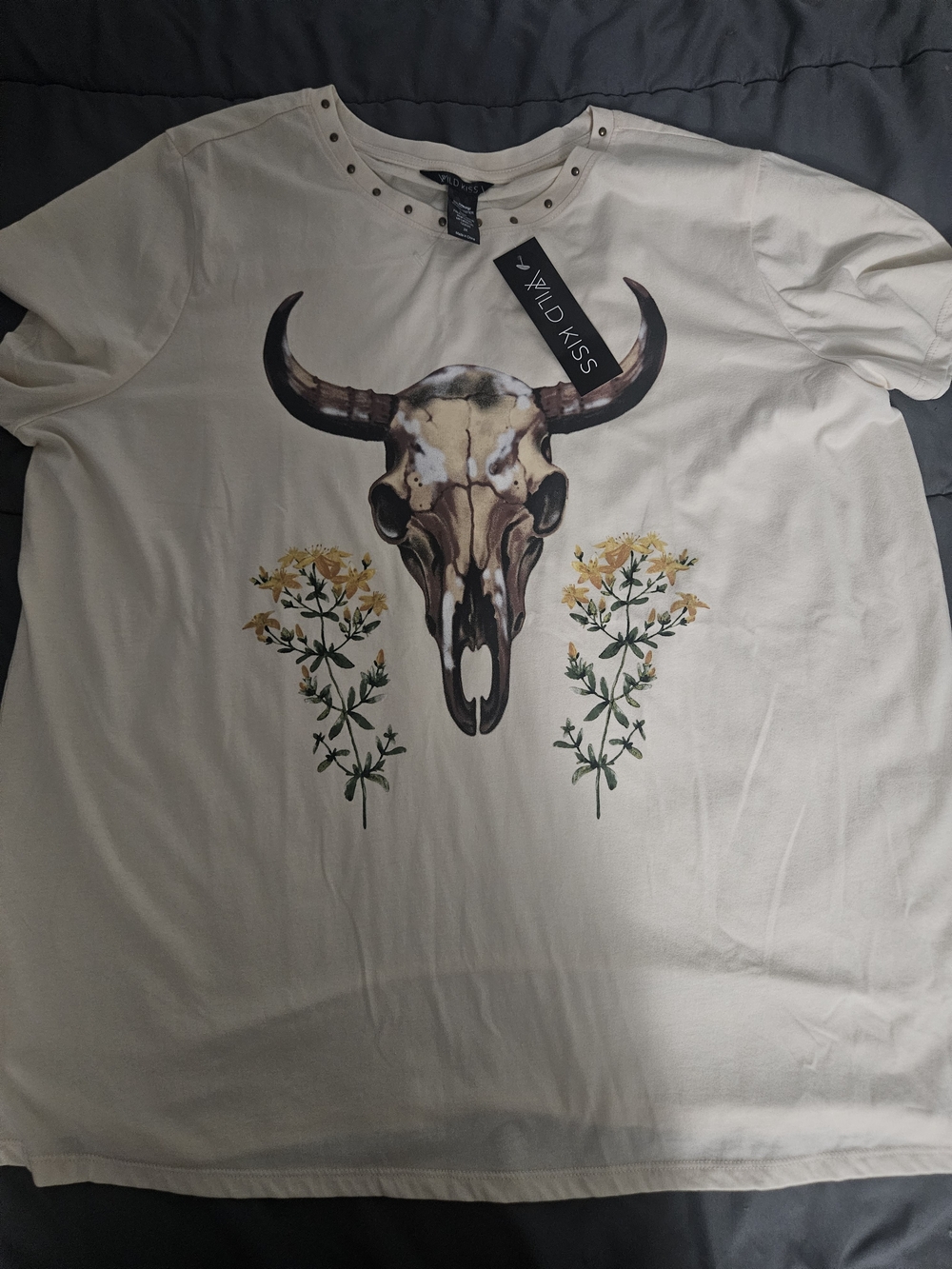 Women Cream Graphic Skull Tee